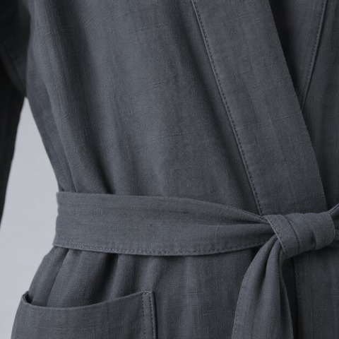 Luz Yıkanmış Keten Kimono Füme