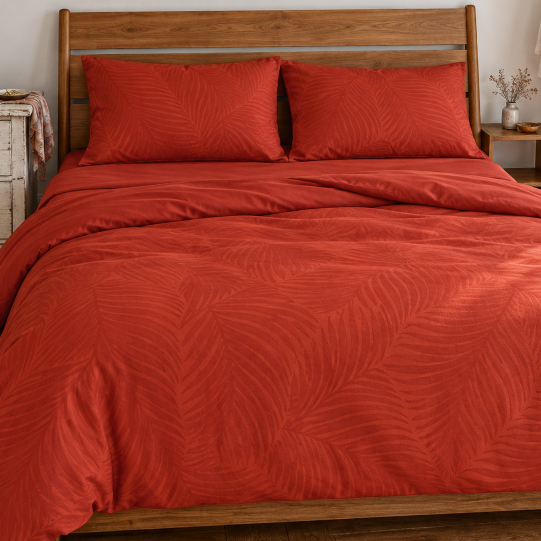 Flame Double Deluxe Cotton Satin Duvet Cover Set 200x220 cm Tile