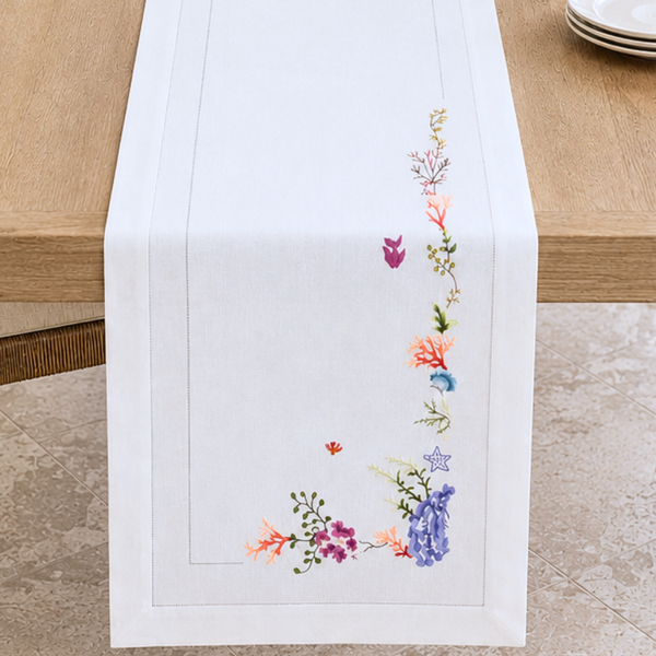 Coral Embroidered Runner 50x160 cm Orange