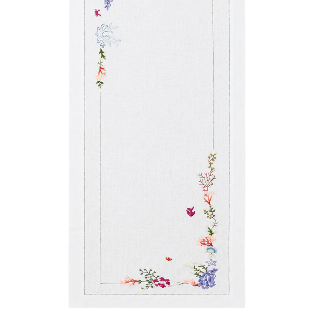Coral Embroidered Runner 50x160 cm Orange