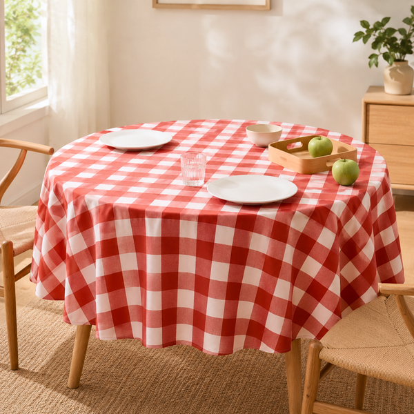 Genoa Woven Linen Stain Resistant Round Table Cloth White