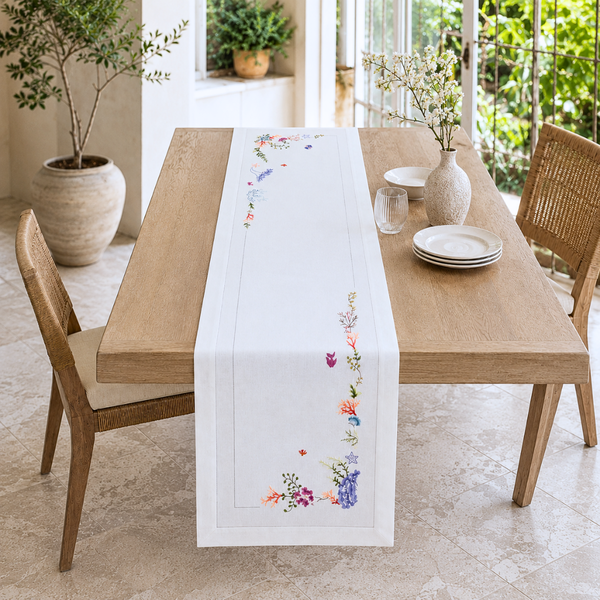 Coral Embroidered Runner 50x160 cm Orange