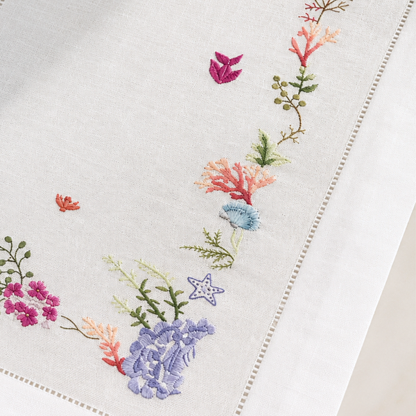 Coral Embroidered Runner 50x160 cm Orange