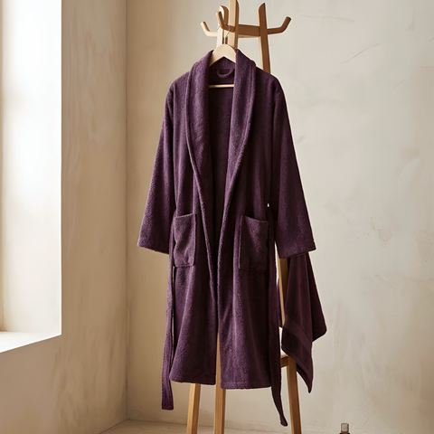 Hera %100 Pamuk Unisex Bornoz Mürdüm