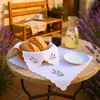 Lavender Nakışlı Pamuk Ekmek Sepeti Örtüsü 60x60 cm