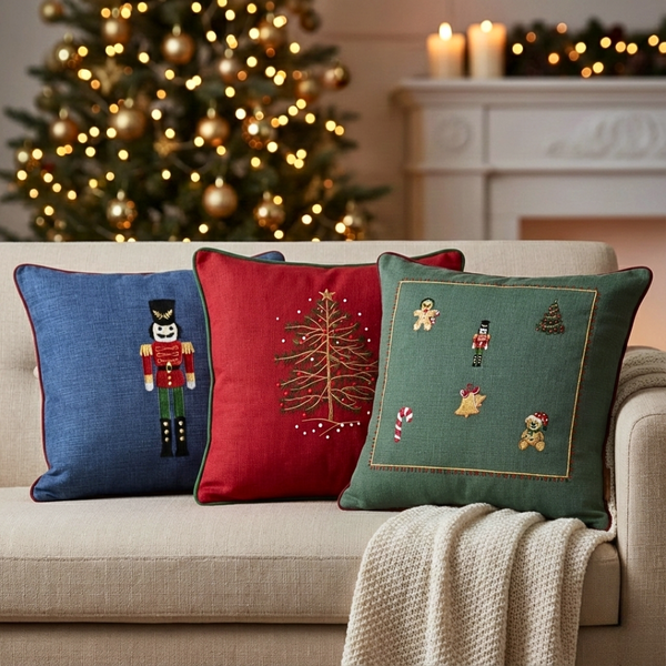 Tartan Plaid Cushion Cover 45x45 cm White