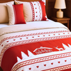 Winter House 100% Cotton Double Duvet Cover Set 200x220 cm Red