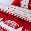 Winter House 100% Cotton Double Duvet Cover Set 200x220 cm Red