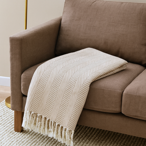 Laura Cotton Throw Blanket - Blanket Cream