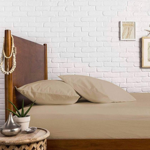 Stella 100% Cotton Ranforce Single Elastic Bed Sheet 100x200 cm Beige