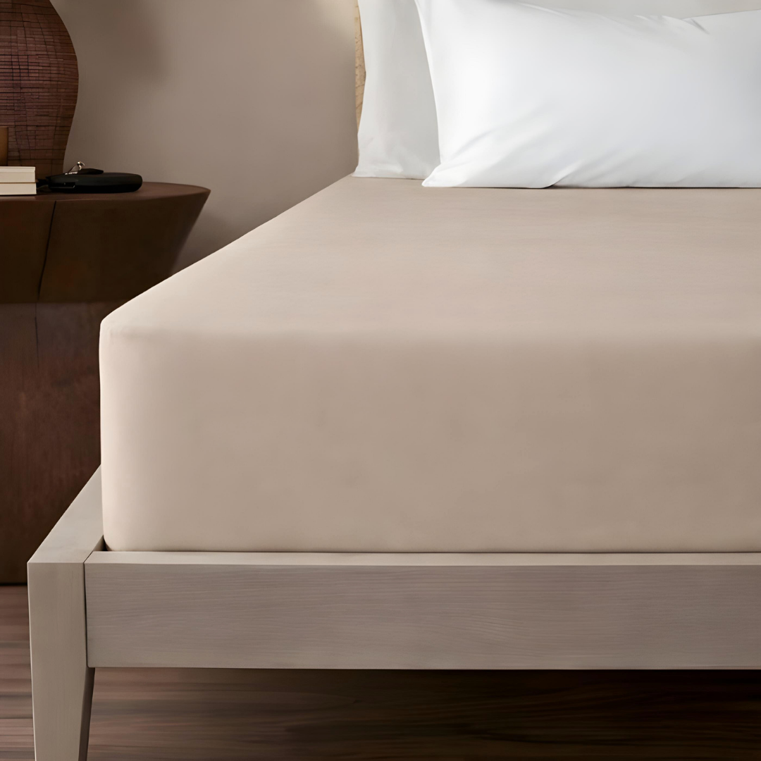 Stella 100% Cotton Ranforce Double Elastic Bed Sheet 160x200 cm Beige