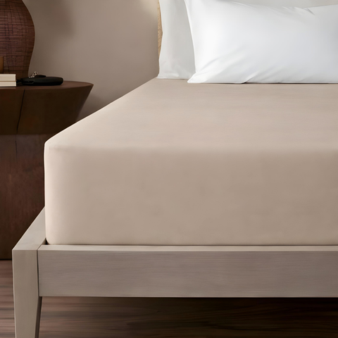 Stella 100% Cotton Ranforce Double Elastic Bed Sheet 160x200 cm Beige