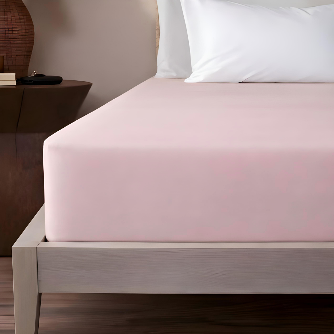 Stella 100% Cotton Ranforce Double Elastic Bed Sheet 160x200 cm Powder