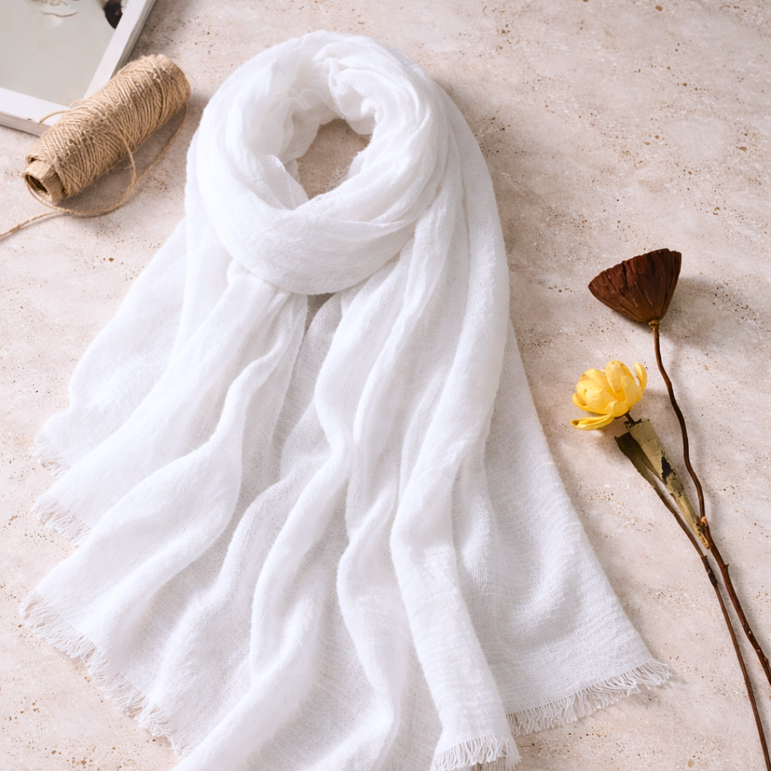 Cyra 100% Cotton Shawl White