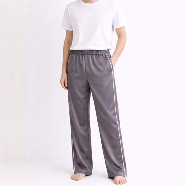 Noiré Pamuk Saten Unisex Ev Pantolonu Füme