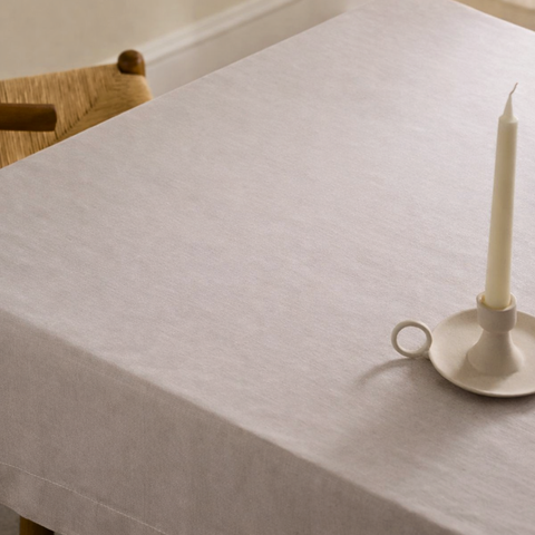 Genoa Woven Linen Stain Resistant Table Cloth White
