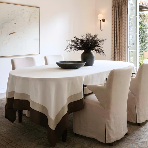 Genoa Woven Linen Stain Resistant Table Cloth White