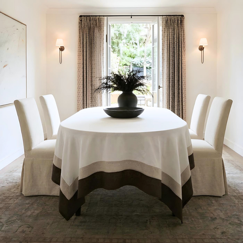 Genoa Woven Linen Stain Resistant Table Cloth White