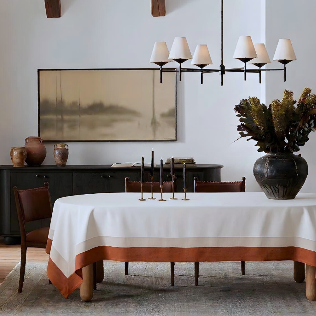 Genoa Woven Linen Stain Resistant Table Cloth White