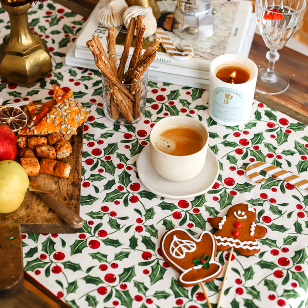 New Year Blossom Woven Linen Tablecloth