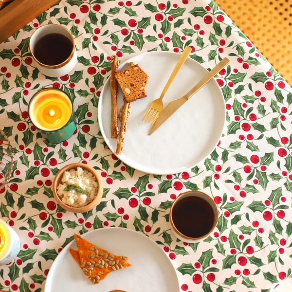 New Year Blossom Woven Linen Tablecloth
