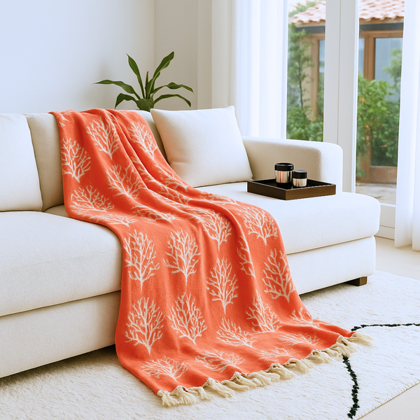 Coral 4 Layer Muslin Double Bedspread Stone