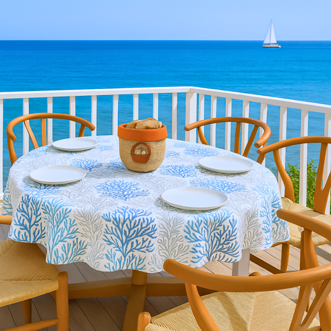 Genoa Woven Linen Stain Resistant Round Table Cloth Red