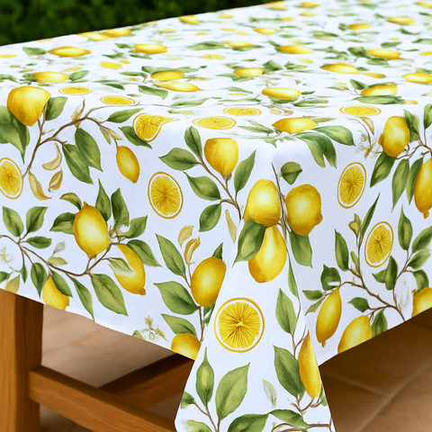 Lemon Woven Linen Stain Resistant Table Cloth