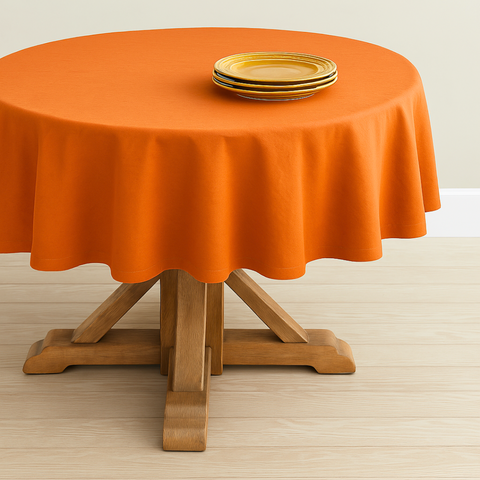 Genoa Woven Linen Stain Resistant Round Table Cloth Red