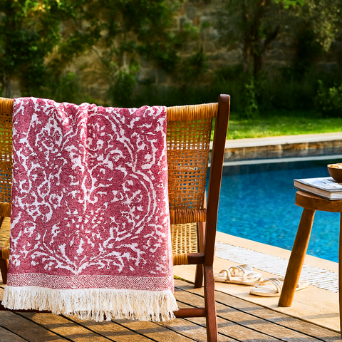 Coral Throw Muslin Cotton Loincloth Red 90x200 cm