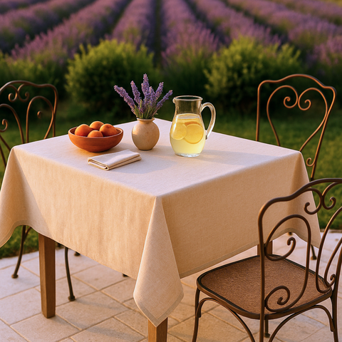 Vintage Natural Raw Linen Table Cloth