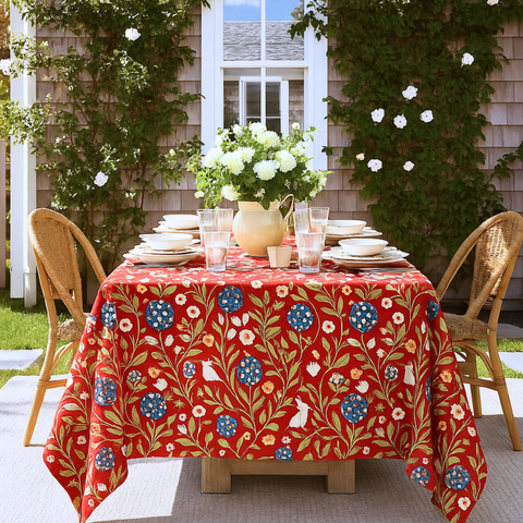 Cyra Premium Linen Tablecloth Red