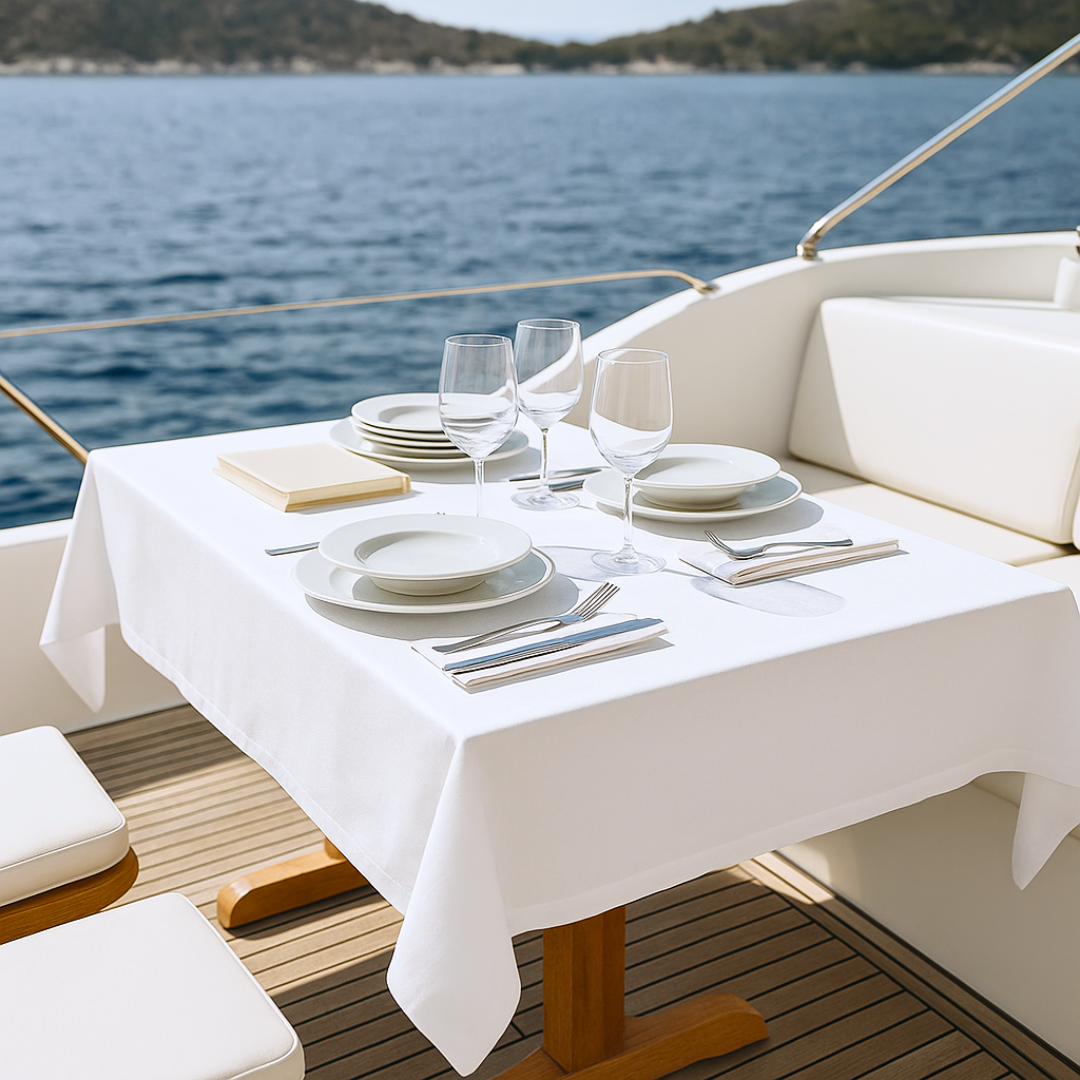 Genoa Woven Linen Stain Resistant Table Cloth White