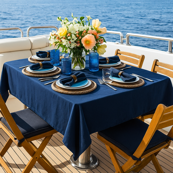 Genoa Woven Linen Stain Resistant Table Cloth White