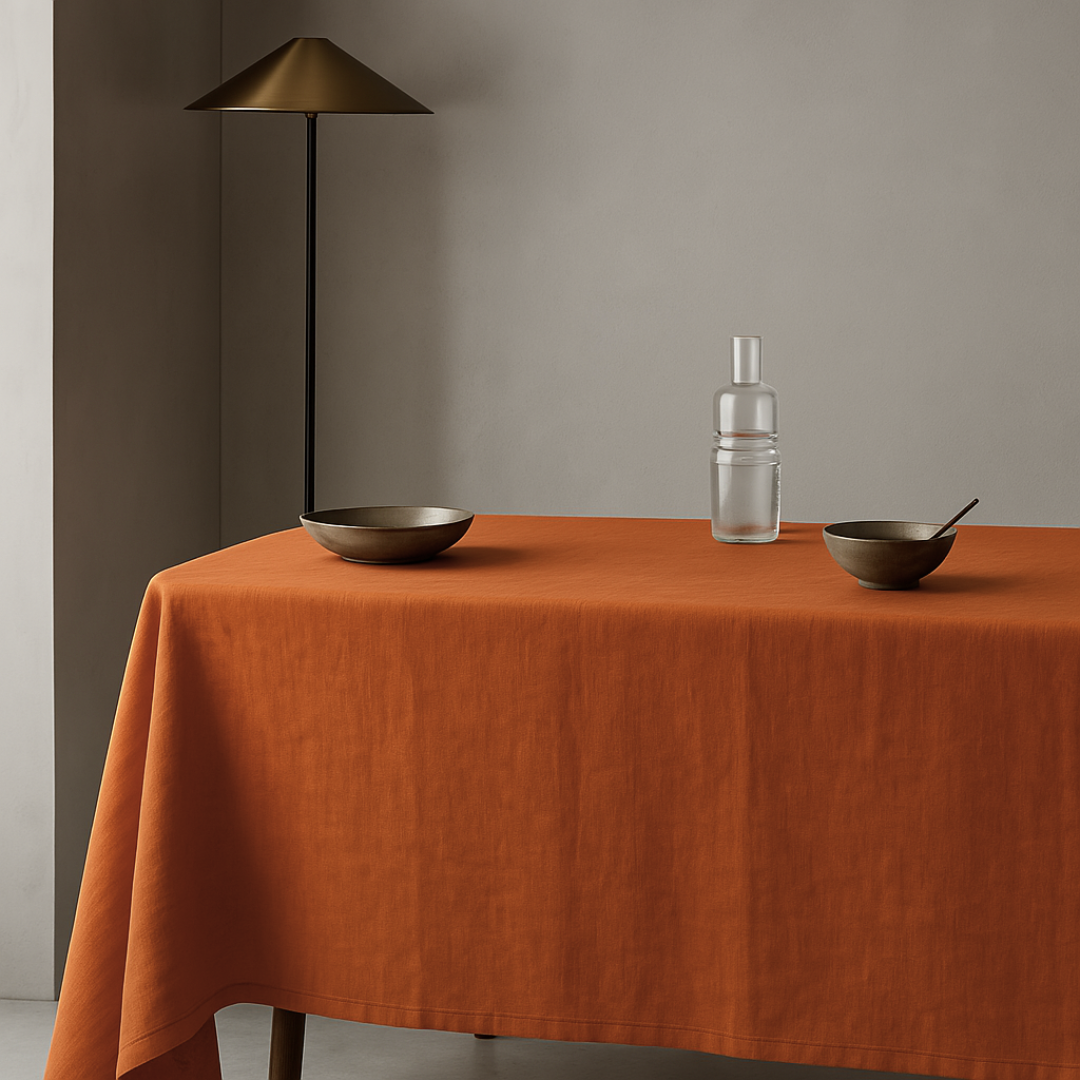 Genoa Woven Linen Stain Resistant Table Linen Cinnamon