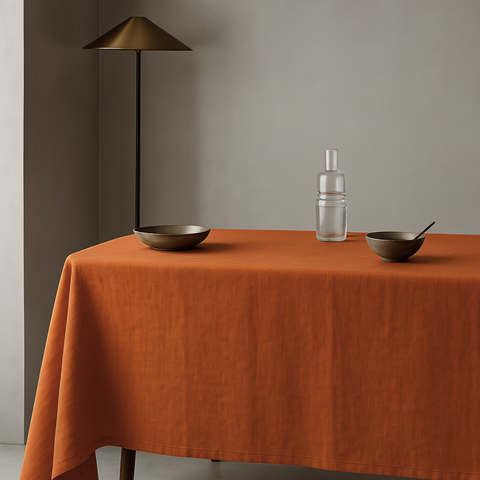 Genoa Woven Linen Stain Resistant Table Linen Cinnamon
