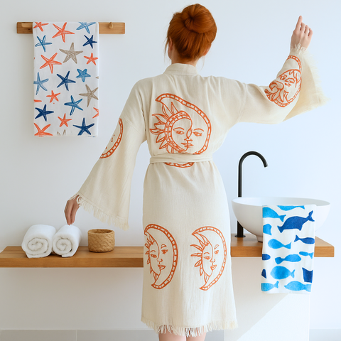 Fish Cotton Face Towel 50x90 cm Blue