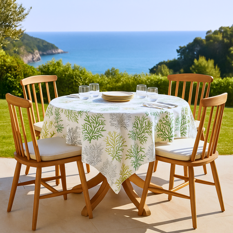 Genoa Woven Linen Stain Resistant Round Table Cloth Red