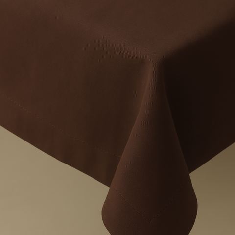 Genoa Woven Linen Stain Resistant Table Cloth Brown
