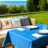 Genoa Woven Linen Stain Resistant Table Cloth Blue