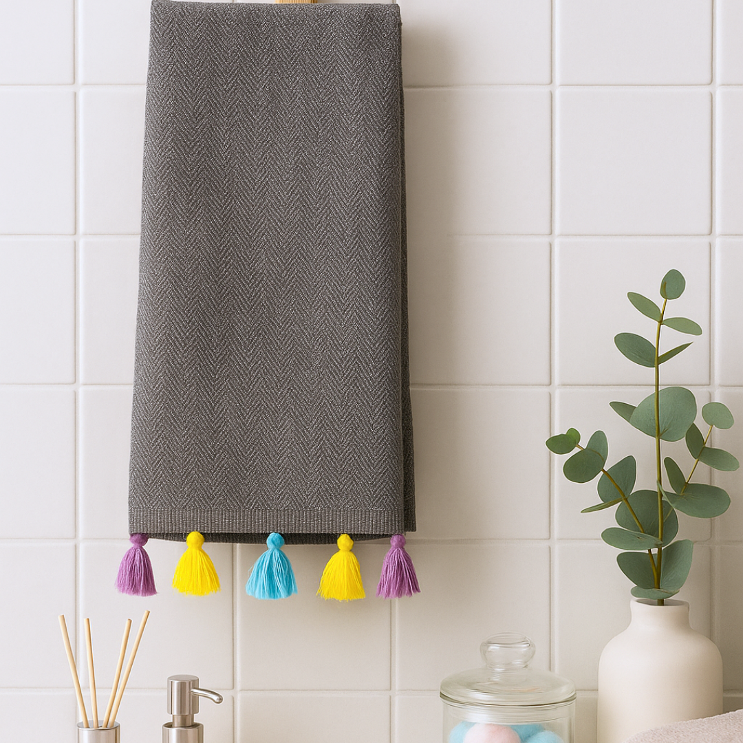 Armona Tasseled Peshkir Face Towel 50x100 cm Anthracite