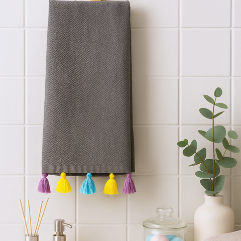 Armona Tasseled Peshkir Face Towel 50x100 cm Anthracite