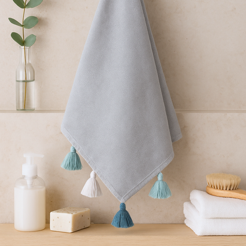 Armona Tasseled Peshkir Face Towel 50x100 cm Blue