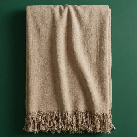 Alba 100% Cotton Throw Blanket 150x220 cm Yellow 