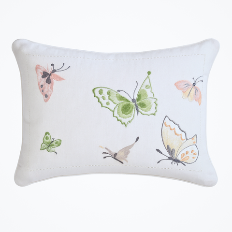 Marbella Butterfly Embroidered 30x40 cm Pillow Cover Green