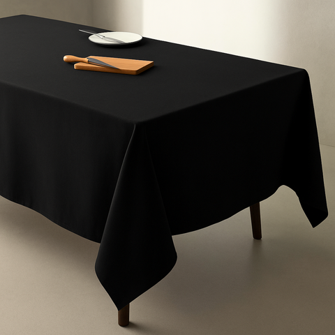 Genoa Woven Linen Stain Resistant Table Cloth Black
