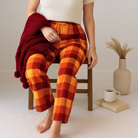 Milan Flanel Unisex Ev Pantolonu Kiremit