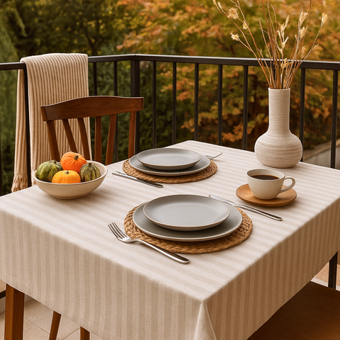 Vintage Natural Raw Linen Table Cloth