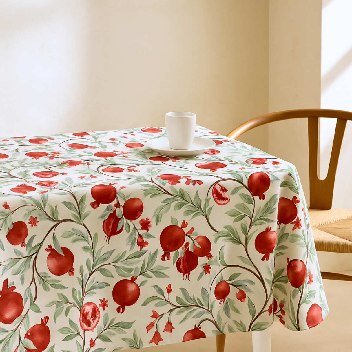 Check Woven Linen Stain Resistant Table Cloth Navy Blue