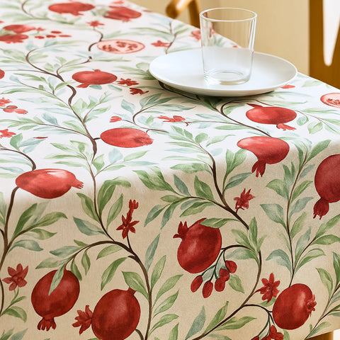 Genoa Woven Linen Stain Resistant Round Table Cloth Red